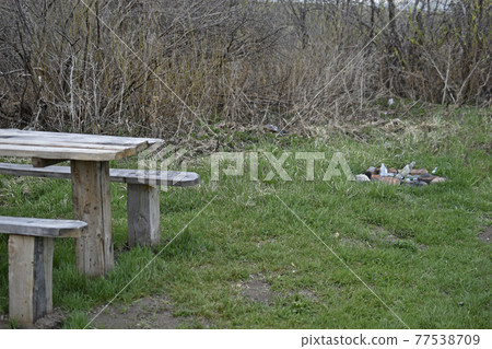 Discarded garbage in the wild environmental pollution Discarded garbage in the wild environmental pollution 77538709