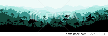 Jungle flat color vector illustration. Calm... - Stock Illustration  [77539804] - PIXTA
