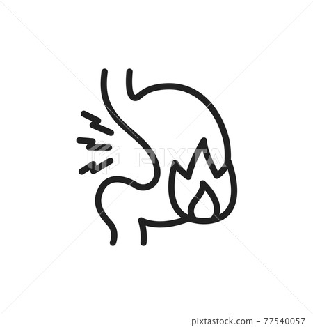 Heartburn line icon. Isolated vector element. 77540057
