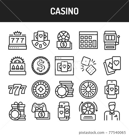 Casino line icons set. Isolated vector element. Casino line icons set. Isolated vector element. 77540065