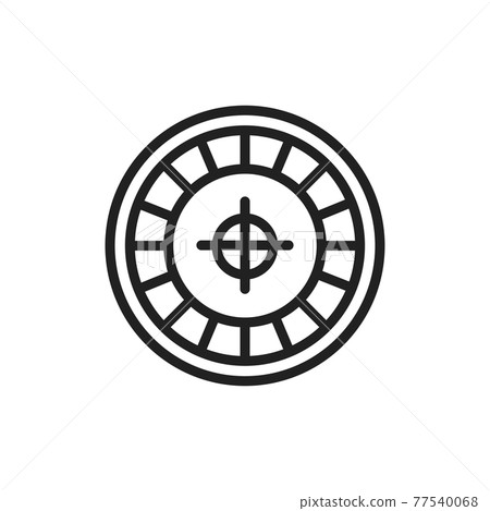 Roulette wheel line icon. Isolated vector element. Roulette wheel line icon. Isolated vector element. 77540068