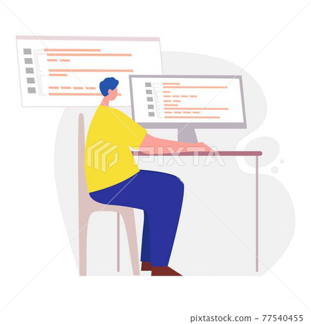 Programmer working on web development on... - Stock Illustration ...