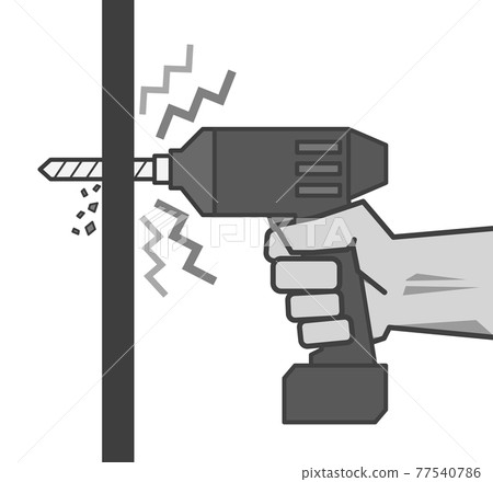 Illustration of working with a power tool 77540786