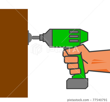 Illustration of working with a power tool 77540791