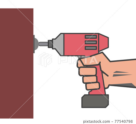 Illustration of working with a power tool 77540798