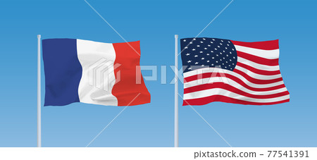 American and French flags 77541391
