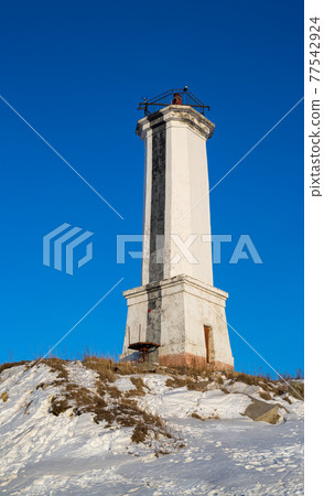 Leading beacon in the bay Nagaeva. Magadan, Far East of Russia. Leading beacon in the bay Nagaeva. Magadan, Far East of Russia. 77542924