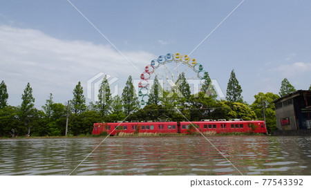 Ferris wheel and Meitetsu red train 2 Ferris wheel and Meitetsu red train 2 77543392
