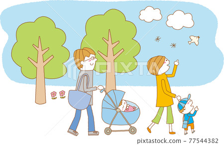 Family walk illustration Family walk illustration 77544382
