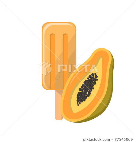 木瓜冰棒的卡通漫畫向量 木瓜冰棒的卡通漫畫向量 77545069