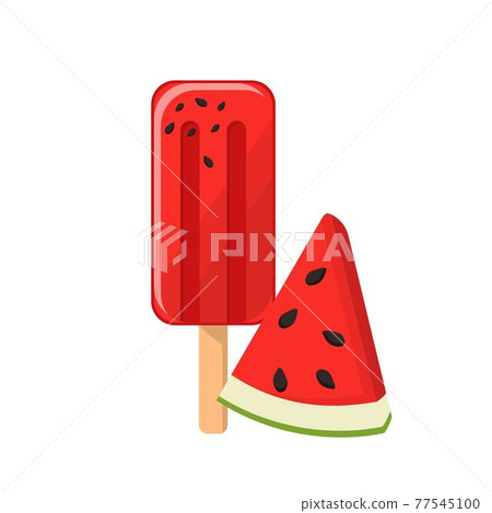 西瓜冰棒的卡通漫畫向量 77545100