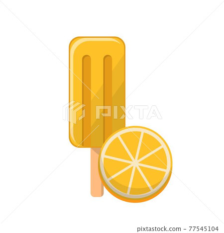 柳橙冰棒的卡通漫畫向量 柳橙冰棒的卡通漫畫向量 77545104