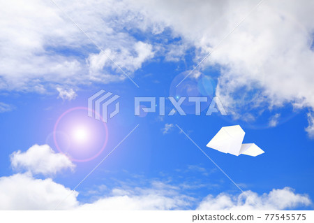 Paper plane flying in the sky Paper plane flying in the sky 77545575