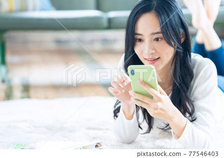 Women's lifestyle magazine reading book new normal Women's lifestyle magazine reading book new normal 77546403