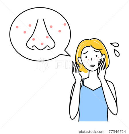Skin care Illustration of a woman who is having trouble with facial skin problems Skin care Illustration of a woman who is having trouble with facial skin problems 77546724