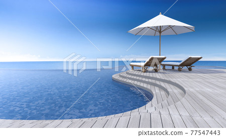 3d terrace sea view 77547443