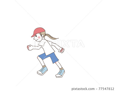 Elementary school girl running Elementary school girl running 77547812