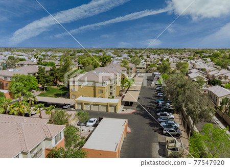 Panorama Avondale small town of the aerial view at roofs of houses of America AZ 77547920