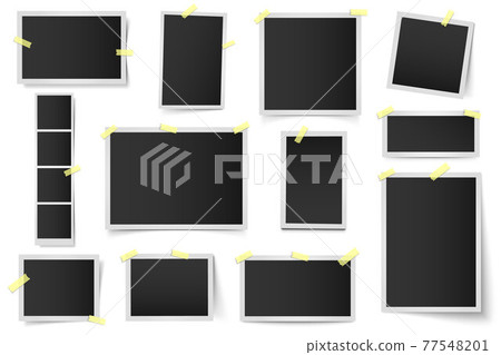 Blank set photo polaroid frame on transparent background. Shadow effect for  your photography. Mockup . Retro picture. Scrapbook album decoration  template. Stock Vector