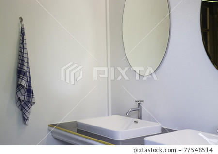 Empty white clean toilet apartment 77548514