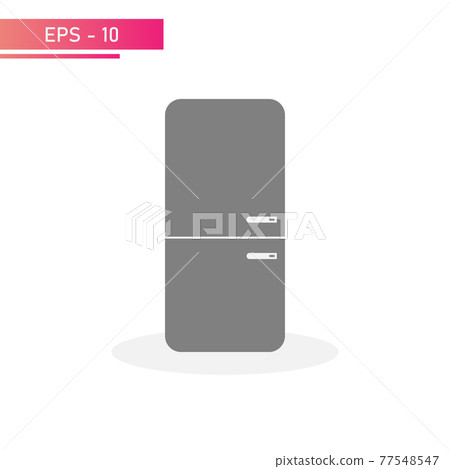 Retro refrigerator with handles and two sections. Solid design. On a white background. Household appliances for the home. Flat vector illustration. 77548547
