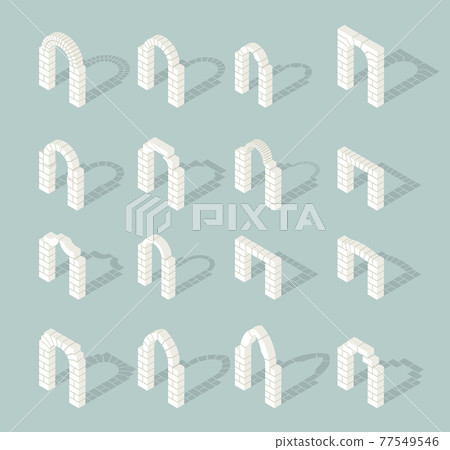 Stone architectural isometric 3d arch icons set... - Stock Illustration ...