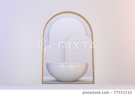 Modern pedestal white and gold for the presentation of cosmetic products. 3D rendering Modern pedestal white and gold for the presentation of cosmetic products. 3D rendering 77551510
