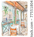 Restaurant along the Venetian waterway 77551804