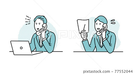 一個不耐煩打電話的男性商務人士 77552044