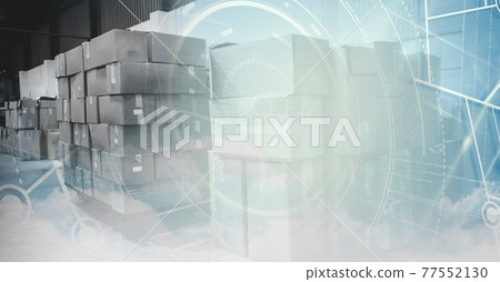 Digital detector and delivery packages in a warehouse, technology and delivery concept 77552130