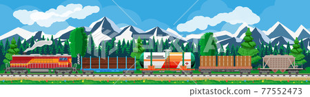 Cargo rail transportation, nature landscape Cargo rail transportation, nature landscape 77552473