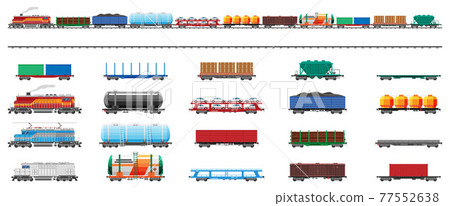 Set of train cargo wagons, cisterns, tanks, cars 77552638