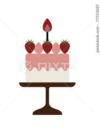 一個帶蠟燭的蛋糕的插圖 77553087