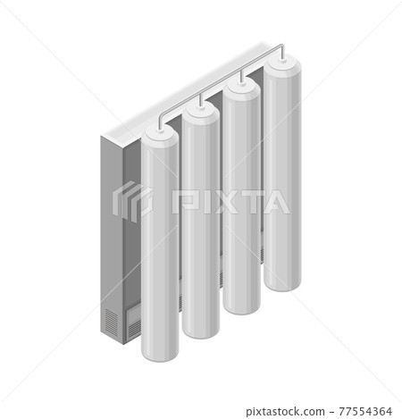 Water Purification Process with Filtration and Distillation in Cylindrical Tank Isometric Vector Illustration 77554364