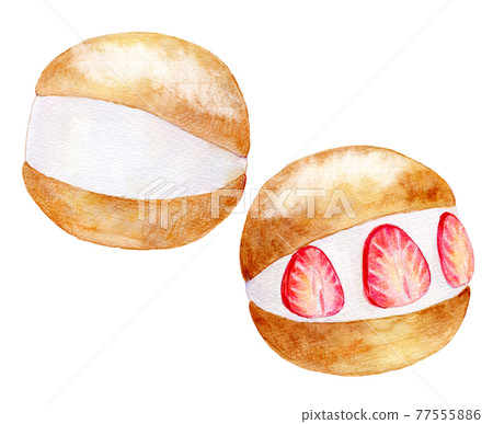 Watercolor illustration World sweets Maritozzo 77555886