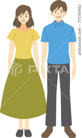 [Family vector illustration material] Illustration of young couples [Person] 77556482