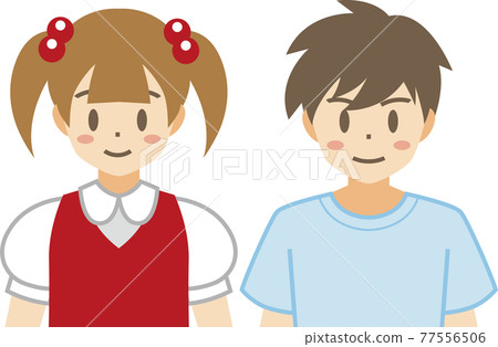 【家庭矢量插畫素材】小學適齡少男少女插畫【人物】 77556506