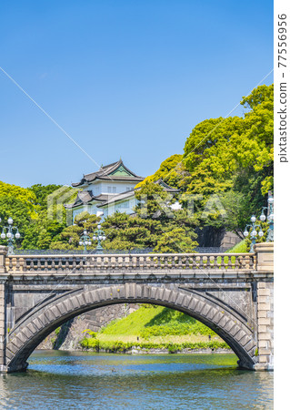 Cityscape of Tokyo Imperial Palace Gaien Nijubashi and Fushimi Turret 77556956
