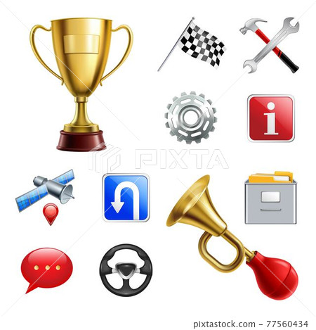 Racing Game Realistic Icon Set-插圖素材 [77560434] - PIXTA圖庫