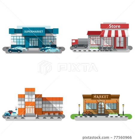 Shop Buildings Icons Set - Stock Illustration [77560966] - PIXTA