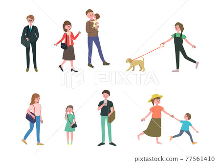 Full body illustration set of people in the city Full body illustration set of people in the city 77561410