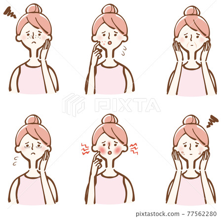Skin trouble female illustration set Skin trouble female illustration set 77562280