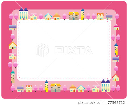 Simple cityscape vector illustration frame background spring Simple cityscape vector illustration frame background spring 77562712
