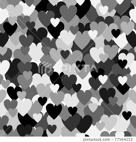 Silver grayscale heart pattern. Camouflage Vector texture for Valentines Day Silver grayscale heart pattern. Camouflage Vector texture for Valentines Day 77564252