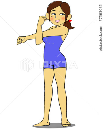 Young woman_exercise_arm stretching Young woman_exercise_arm stretching 77565085