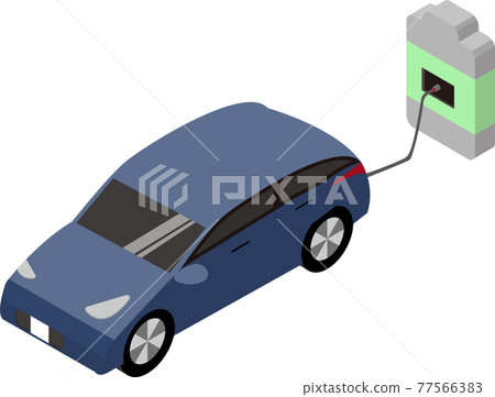 Vector illustration of a charged electric car 77566383
