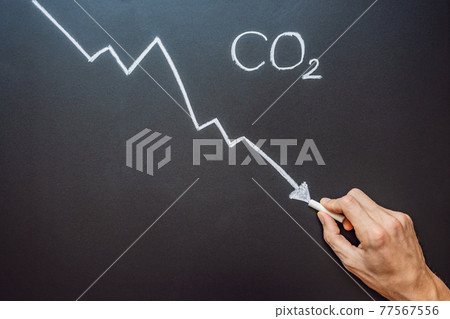 Reducing CO2 levels. Graph of the decline in carbon dioxide levels 77567556