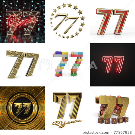 Set of seventy-seven year birthday. Number 77 graphic design element 77567938