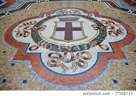 Mosaic of the coat of arms of Galleria Vittorio Emanuele II, Milan, Italy 77568723
