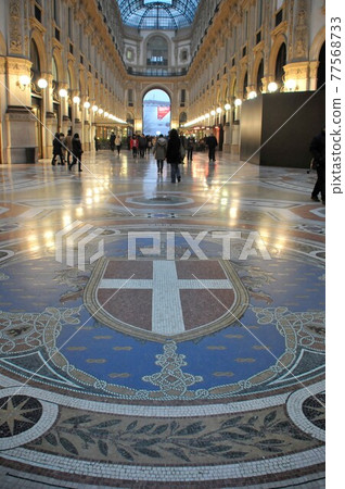 Mosaic of the coat of arms of the Kingdom of Italy, Galleria Vittorio Emanuele II, Milan, Italy 77568733